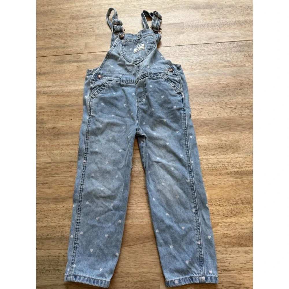 Oshkosh Bgosh Y2K Denim Jean Jacket Hearts Girls 4 Cotton VTG
